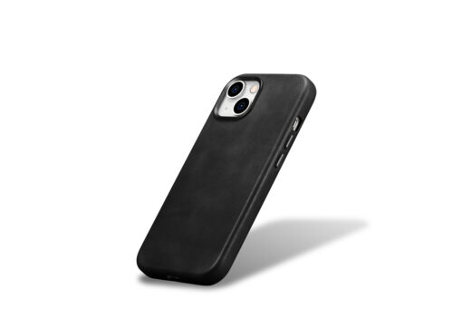 iPhone 15 PLUS umbris iCarer Oil Wax Premium Leather MagSafe nahast must 3