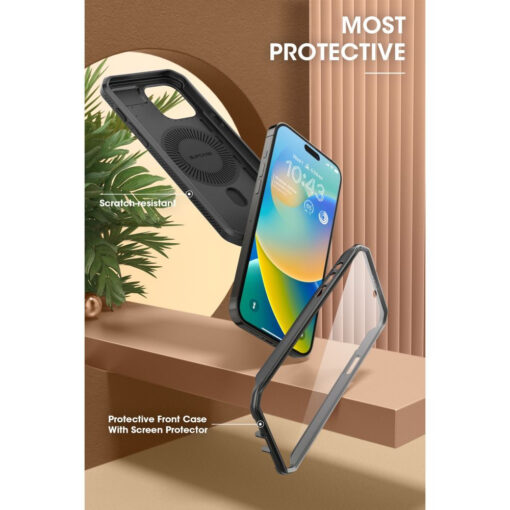 iPhone 15 PRO 360 umbris Supcase Unicorn Beetle Pro Mag MagSafe plastikust taguse ja silikoonist raamiga must 6