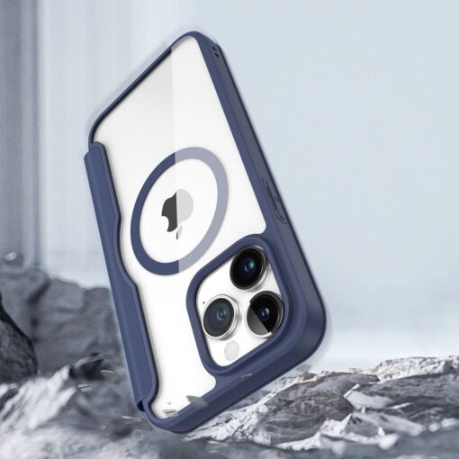 iPhone 15 PRO MAX kaaned DUX DUCIS Skin X Pro Folio MagSafe silikoonist ja kunstnahast sinine 10