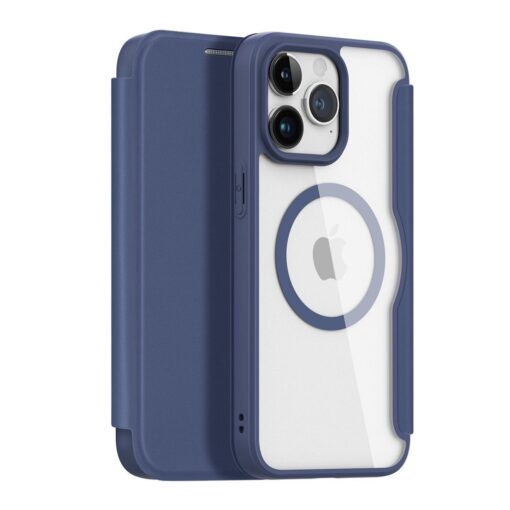 iPhone 15 PRO MAX kaaned DUX DUCIS Skin X Pro Folio MagSafe silikoonist ja kunstnahast sinine