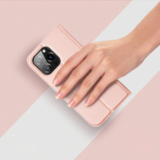 iPhone 15 PRO MAX kaaned Dux Ducis Skin Pro kunstnahast roosa 12