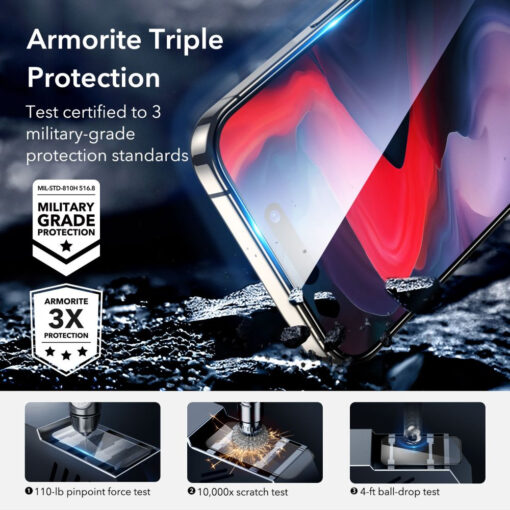 iPhone 15 PRO MAX kaitseklaas ESR Armorite tempered glass 6