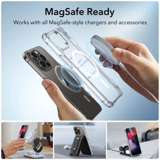 iPhone 15 PRO MAX umbris ESR Air Armor Halolock MagSafe plastikust taguse ja silikoonist raamiga labipaistev 4