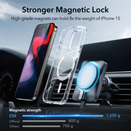 iPhone 15 PRO MAX umbris ESR Classic Hybrid HaloLock Magsafe plastikust taguse ja silikoonist raamiga labipaistev 7