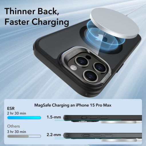 iPhone 15 PRO MAX umbris ESR Classic Kickstand Halolock Magsafe plastikust taguse ja silikoonist raamiga must 6