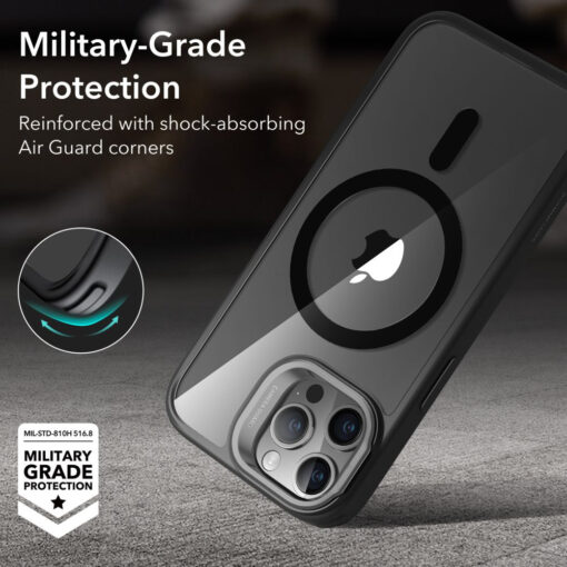 iPhone 15 PRO MAX umbris ESR Classic Kickstand Halolock Magsafe plastikust taguse ja silikoonist raamiga must 9