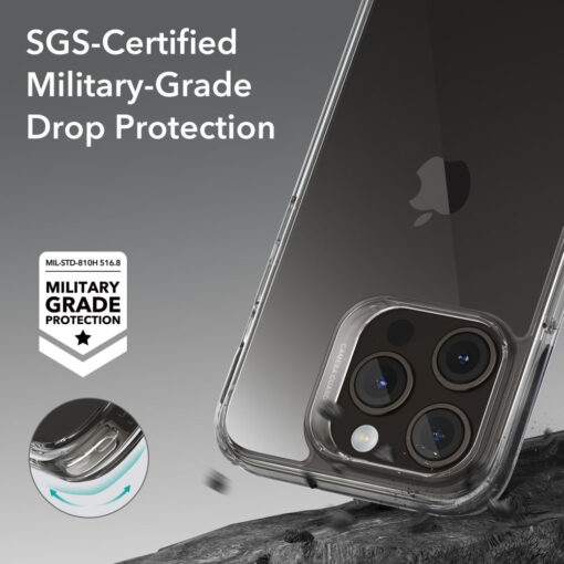 iPhone 15 PRO MAX umbris ESR Ice Shield plastikust taguse ja silikoonist raamiga labipaistev 4