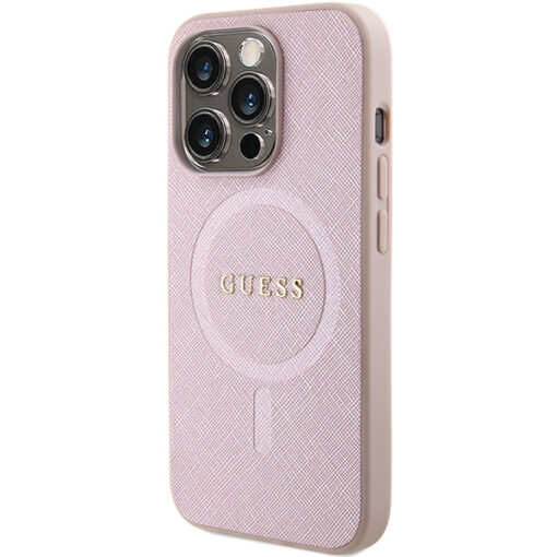 iPhone 15 PRO MAX umbris Guess Saffiano MagSafe GUHMP15XPSAHMCP silikoonist raamiga roosa 1
