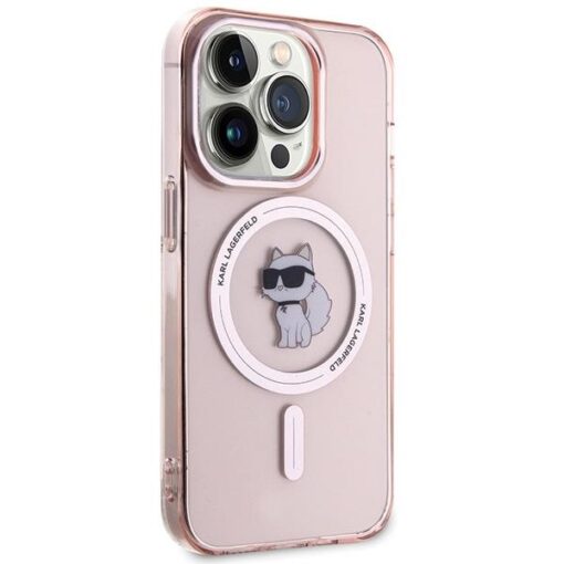 iPhone 15 PRO MAX umbris Karl Lagerfeld IML Choupette MagSafe silikoonist roosa 3