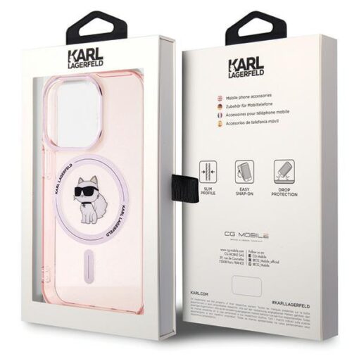 iPhone 15 PRO MAX umbris Karl Lagerfeld IML Choupette MagSafe silikoonist roosa 7