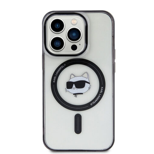 iPhone 15 PRO MAX umbris Karl Lagerfeld KLHMP15XHCHNOTK kunstnahast taguse ja silikoonist raamiga 2
