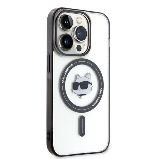 iPhone 15 PRO MAX umbris Karl Lagerfeld KLHMP15XHCHNOTK kunstnahast taguse ja silikoonist raamiga 3