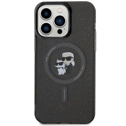 iPhone 15 PRO MAX umbris Karl Lagerfeld KLHMP15XHGKCNOK kunstnahast taguse ja silikoonist raamiga must 2