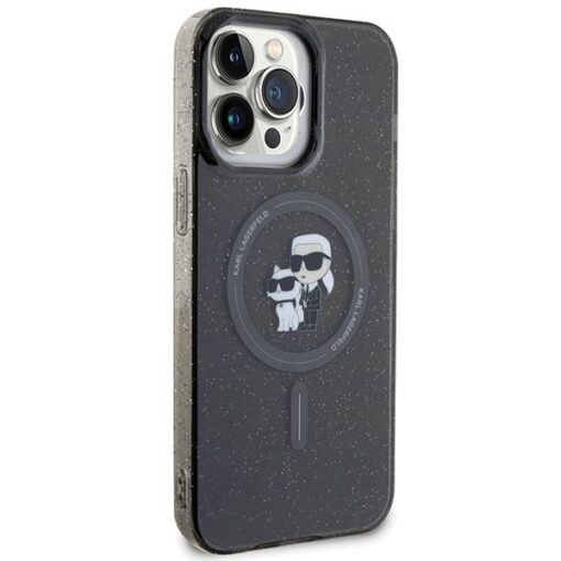 iPhone 15 PRO MAX umbris Karl Lagerfeld KLHMP15XHGKCNOK kunstnahast taguse ja silikoonist raamiga must 3