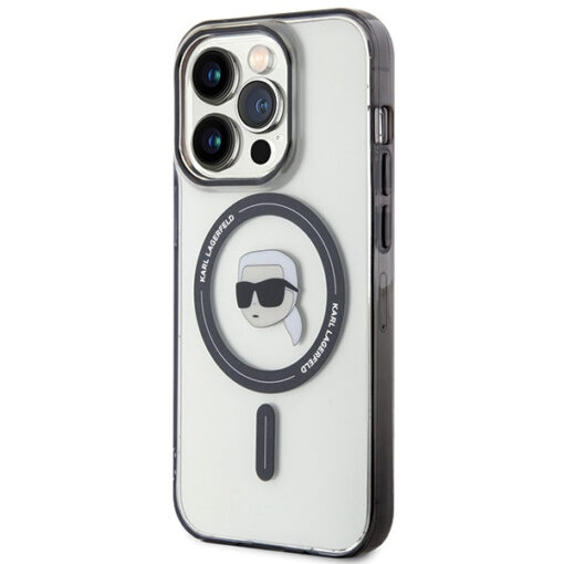 iPhone 15 PRO MAX umbris Karl Lagerfeld KLHMP15XHKHNOTK kunstnahast taguse ja silikoonist raamiga 1