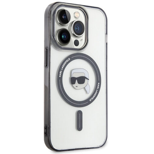 iPhone 15 PRO MAX umbris Karl Lagerfeld KLHMP15XHKHNOTK kunstnahast taguse ja silikoonist raamiga 3