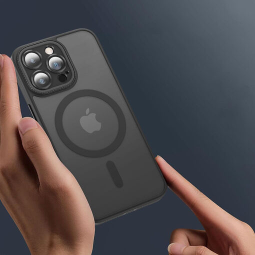 iPhone 15 PRO MAX umbris MagMat Cam MagSafe plastikust taguse ja silikoonist raamiga must 1