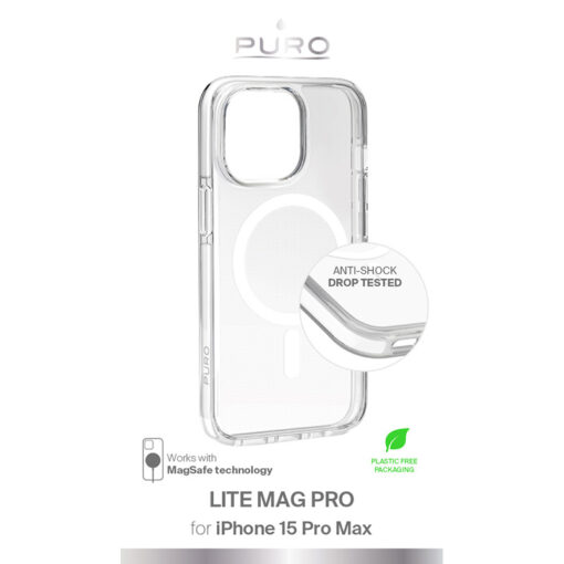 iPhone 15 PRO MAX umbris PURO LITEMAG PRO MagSafe plastikust taguse ja silikoonist raamiga labipaistev 3