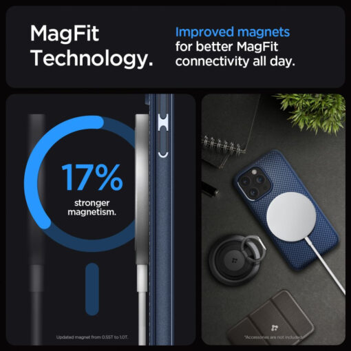 iPhone 15 PRO MAX umbris Spigen Mag Armor MagSafe plastikust taguse ja silikoonist raamiga sinine 11