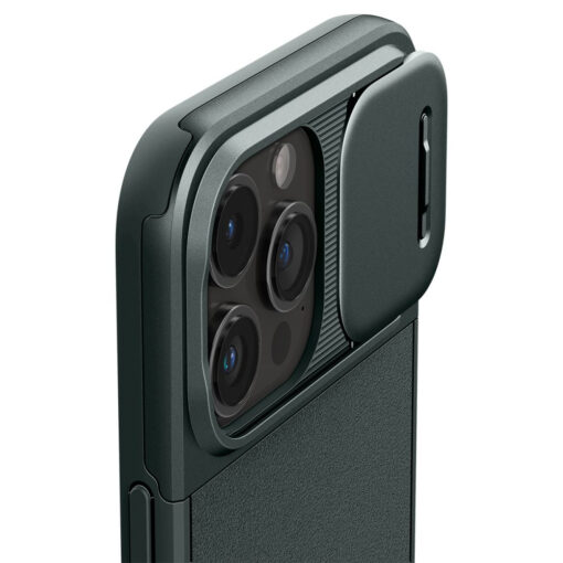 iPhone 15 PRO MAX umbris Spigen Optik Armor Mag MagSafe plastikust taguse ja silikoonist raamiga roheline 7