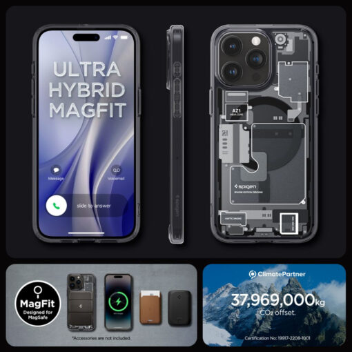 iPhone 15 PRO MAX umbris Spigen Ultra Hybrid Mag MagSafe plastikust taguse ja silikoonist raamiga Zero One 14