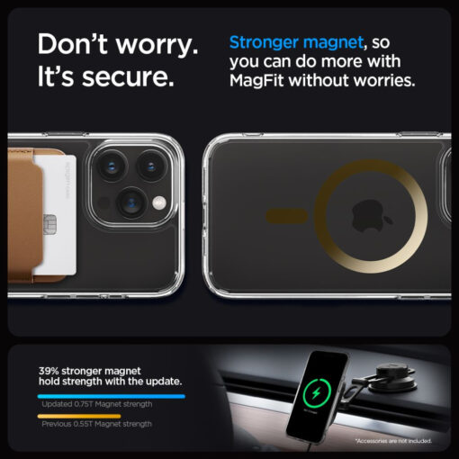 iPhone 15 PRO MAX umbris Spigen Ultra Hybrid Mag MagSafe plastikust taguse ja silikoonist raamiga kuldne 13
