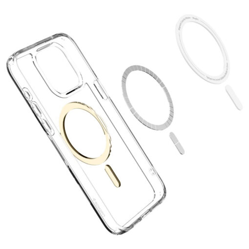 iPhone 15 PRO MAX umbris Spigen Ultra Hybrid Mag MagSafe plastikust taguse ja silikoonist raamiga kuldne 6