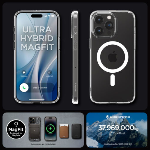 iPhone 15 PRO MAX umbris Spigen Ultra Hybrid Mag MagSafe plastikust taguse ja silikoonist raamiga valge 15