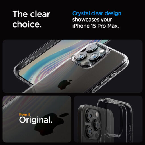 iPhone 15 PRO MAX umbris Spigen Ultra Hybrid plastikust taguse ja silikoonist raamiga labipaistev 10 1