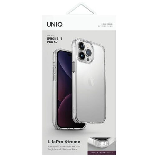 iPhone 15 PRO MAX umbris UNIQ LifePro Xtreme plastikust taguse ja silikoonist raamiga labipaistev 1