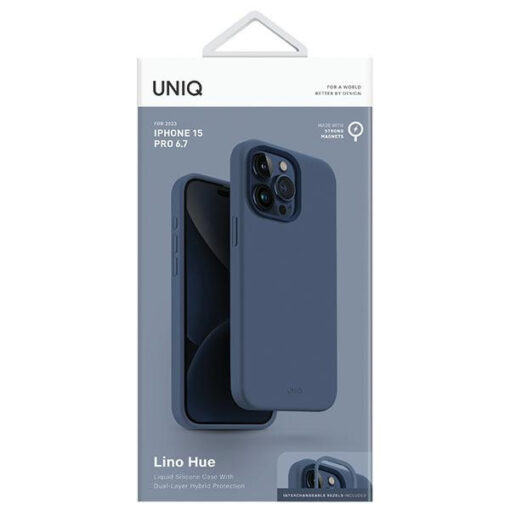 iPhone 15 PRO MAX umbris UNIQ Lino Hue silikoonist sinine 3