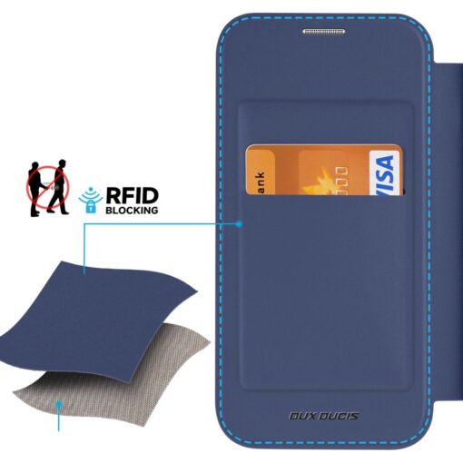 iPhone 15 PRO kaaned DUX DUCIS Skin X Pro Folio MagSafe silikoonist ja kunstnahast sinine 3