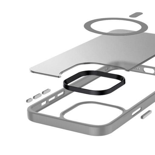 iPhone 15 PRO umbris Crong Hybrid Frost MAG Cover plastikust taguse ja silikoonist raamiga hall 2