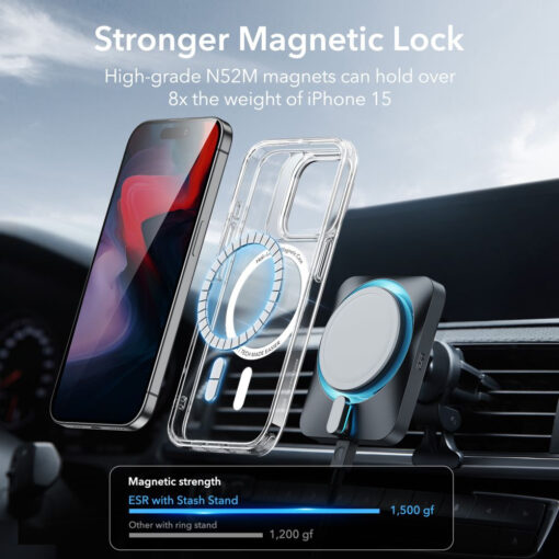 iPhone 15 PRO umbris ESR Classic Kickstand Halolock Magsafe plastikust taguse ja silikoonist raamiga tan 7