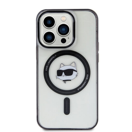 iPhone 15 PRO umbris Karl Lagerfeld KLHMP15LHCHNOTK kunstnahast taguse ja silikoonist raamiga 2