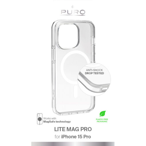 iPhone 15 PRO umbris PURO LITEMAG PRO MagSafe plastikust taguse ja silikoonist raamiga labipaistev 3