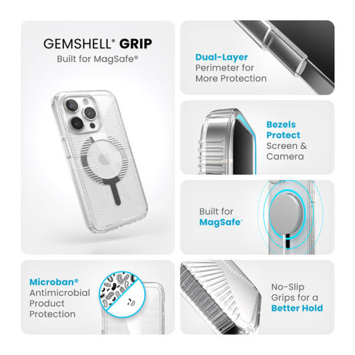 iPhone 15 PRO umbris Speck Gemshell Grip MagSafe plastikust taguse ja silikoonist raamiga labipaistev 9