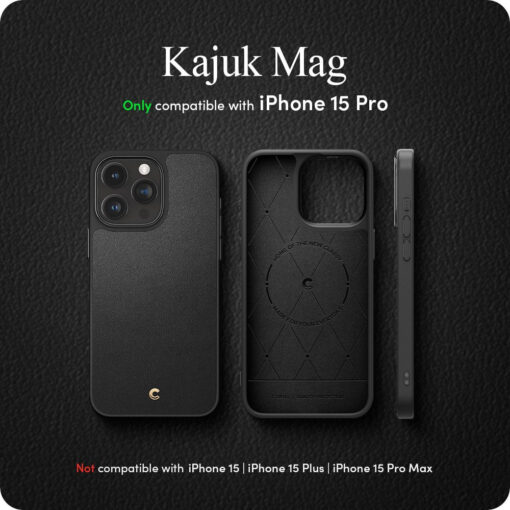 iPhone 15 PRO umbris Spigen Cyrill Kajuk Mag MagSafe oko nahast taguse ja silikoonist raamiga must 14
