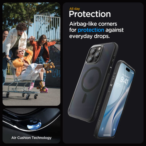 iPhone 15 PRO umbris Spigen Ultra Hybrid Mag MagSafe plastikust taguse ja silikoonist raamiga must 11