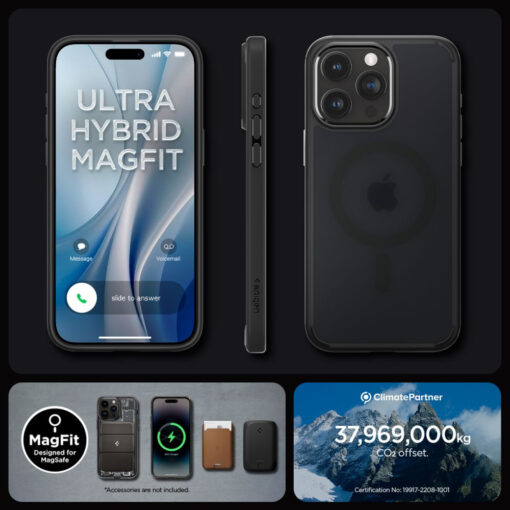 iPhone 15 PRO umbris Spigen Ultra Hybrid Mag MagSafe plastikust taguse ja silikoonist raamiga must 14