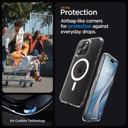 iPhone 15 PRO umbris Spigen Ultra Hybrid Mag MagSafe plastikust taguse ja silikoonist raamiga valge 12