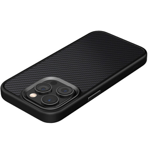 iPhone 15 PRO umbris UNIQ Keva MagSafe silikoonist raami ja carbon tagusega must 4
