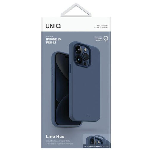 iPhone 15 PRO umbris UNIQ Lino Hue silikoonist sinine 3