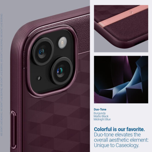 iPhone 15 umbris Caseology Parallax Mag MagSafe plastikust taguse ja silikoonist raamiga burgundia 10