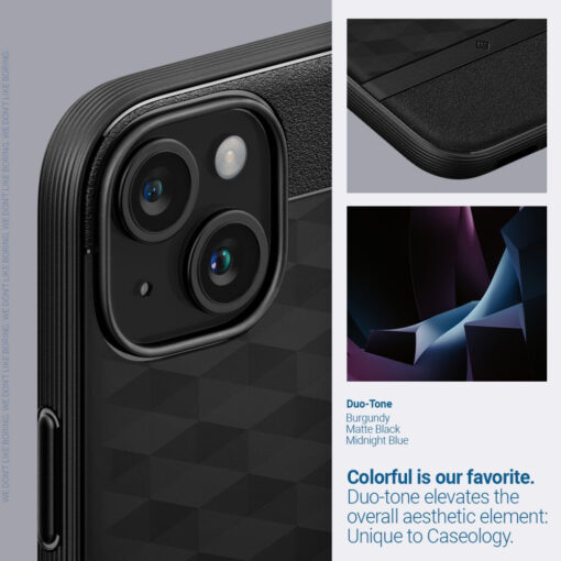 iPhone 15 umbris Caseology Parallax Mag MagSafe plastikust taguse ja silikoonist raamiga must 10