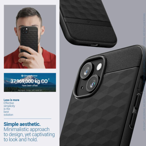iPhone 15 umbris Caseology Parallax Mag MagSafe plastikust taguse ja silikoonist raamiga must 14