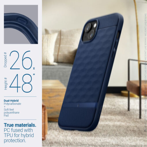 iPhone 15 umbris Caseology Parallax Mag MagSafe plastikust taguse ja silikoonist raamiga sinine 11