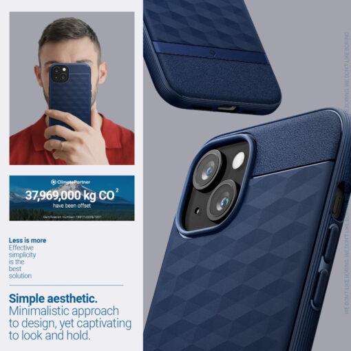 iPhone 15 umbris Caseology Parallax Mag MagSafe plastikust taguse ja silikoonist raamiga sinine 14