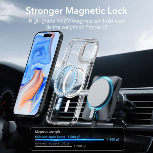iPhone 15 umbris ESR Classic Kickstand Halolock Magsafe plastikust taguse ja silikoonist raamiga tan 7