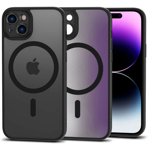 iPhone 15 umbris MagMat Cam MagSafe plastikust taguse ja silikoonist raamiga must